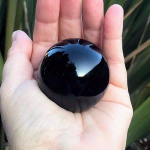 Black Obsidian Crystal Sphere With Stand (A22)